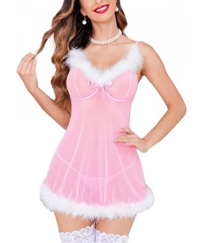 Christmas Lingerie for Women Santa Lingerie for Women Pink $7.60 Lingerie