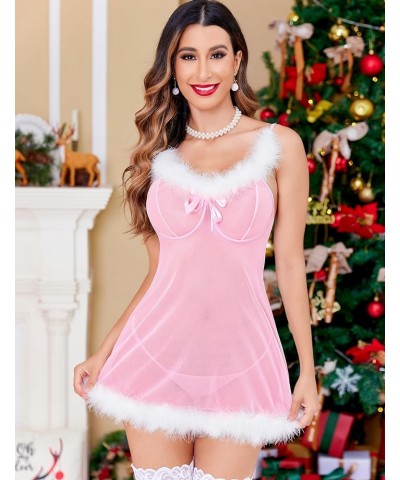 Christmas Lingerie for Women Santa Lingerie for Women Pink $7.60 Lingerie