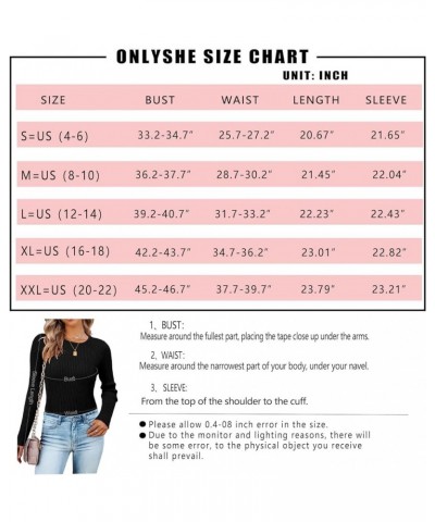 Women's Casual Crewneck T Shirts Ribbed Knit Sweater Slim Fit Solid Basic Ladies Pullovers Fall Long Sleeve Tops A-off White ...