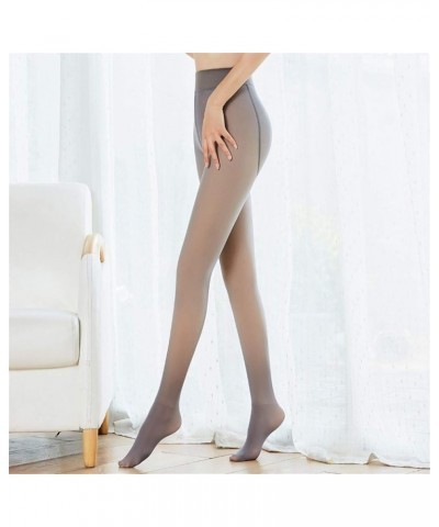 Womens High Waisted Fleece Lined Tights Plus Size Skin Color Translucent Tights Winter Thermal Sheer Pantyhose A-grey-90g $9....