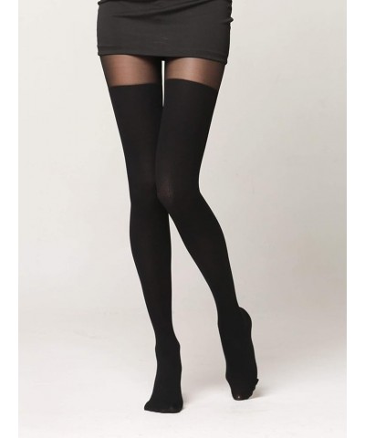 Women's Fishnet Stockings Patterned Floral Tights Thigh High Pantyhose Pure Black $9.46 Socks