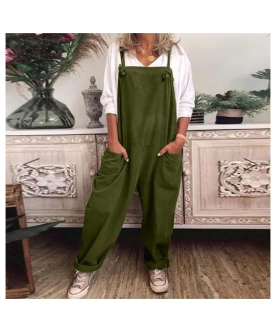 Plus Size Adjustable Bib Overalls for Women Loose Fit Wide Leg One Piece Jumpsuit Harem Long Pant Playsuit with Pocket A12-ar...