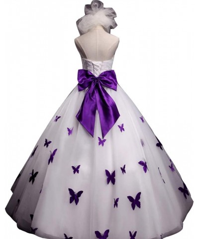 Strapless Ball Gown Butterfly Flowers Pearls Long Prom Gown Wedding Dress White and Emerald Green $62.00 Dresses