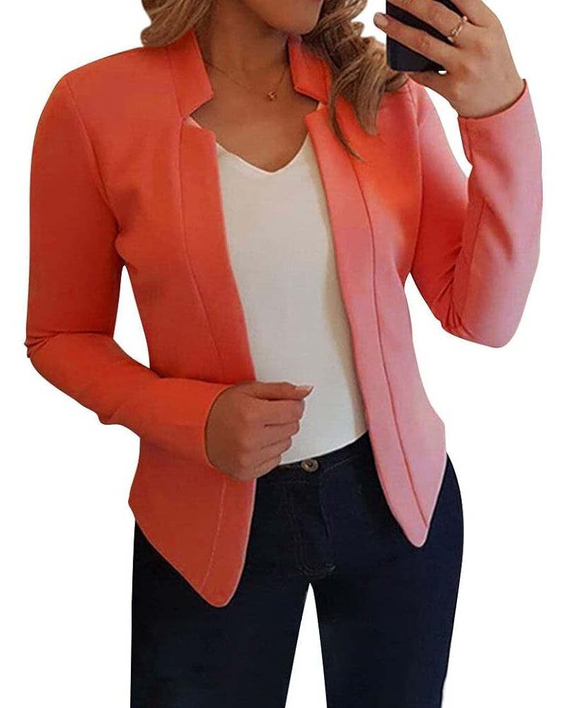 Womens Casual Long Sleeve Work Office Blazer Suit Jacket Lightweight Open Front Jacket Short Blazer Casual Coat Orange $10.50...