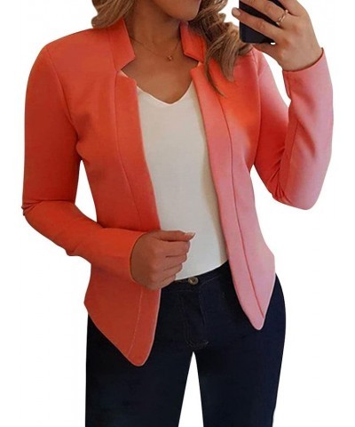 Womens Casual Long Sleeve Work Office Blazer Suit Jacket Lightweight Open Front Jacket Short Blazer Casual Coat Orange $10.50...