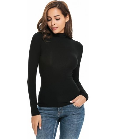 Womens Mock Turtleneck Stretch Fitted Underscrubs Layer Tee Tops D38218 Black $12.99 Underwear