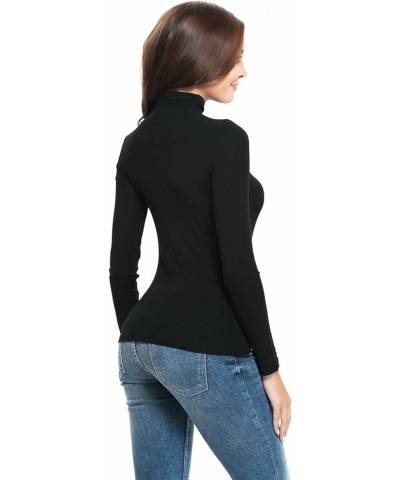 Womens Mock Turtleneck Stretch Fitted Underscrubs Layer Tee Tops D38218 Black $12.99 Underwear