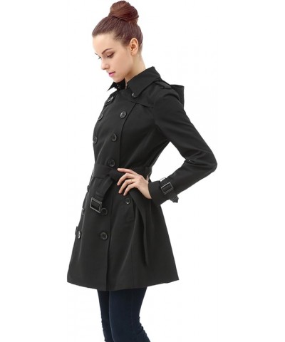 Women Leah Waterproof Hooded Mid Length Trench Coat Black $34.85 Coats