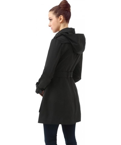 Women Leah Waterproof Hooded Mid Length Trench Coat Black $34.85 Coats