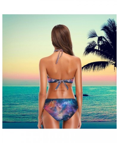 Women's Fantastic Stylish Halter Tie Push-up 2 Pcs Beach Swimsuit/Bathing/Bikini Set Galaxy $12.60 Swimsuits