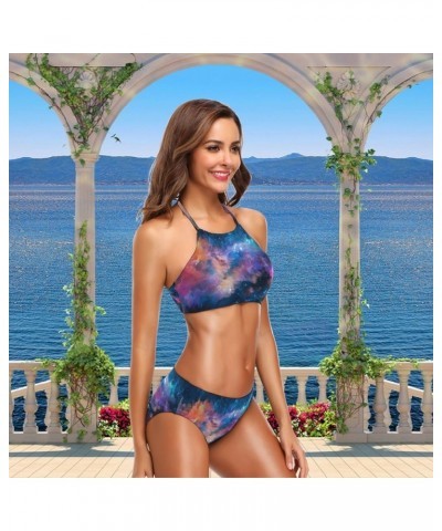 Women's Fantastic Stylish Halter Tie Push-up 2 Pcs Beach Swimsuit/Bathing/Bikini Set Galaxy $12.60 Swimsuits