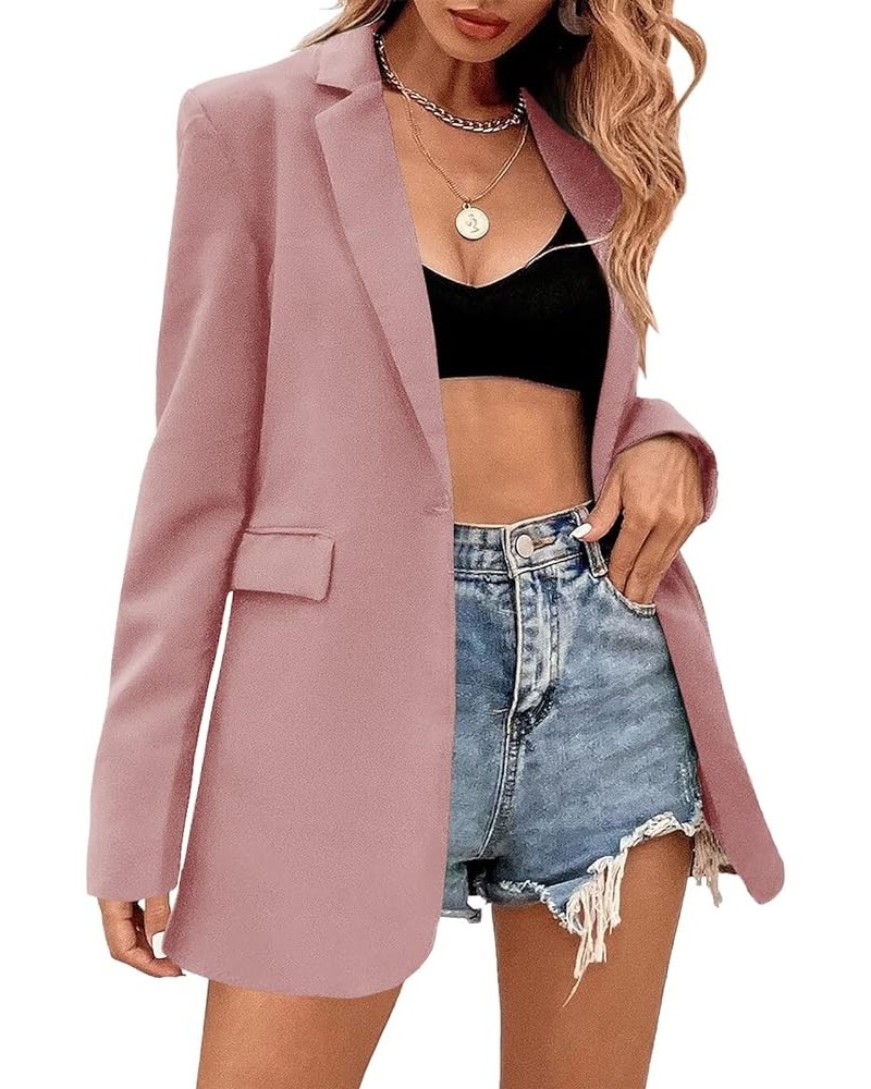 Women's Casual Long Sleeve Lapel Oversized Button Work Office Blazer Suit Jacket Z1-pink $24.75 Blazers