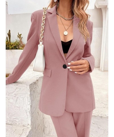 Women's Casual Long Sleeve Lapel Oversized Button Work Office Blazer Suit Jacket Z1-pink $24.75 Blazers