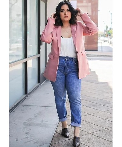 Women's Casual Long Sleeve Lapel Oversized Button Work Office Blazer Suit Jacket Z1-pink $24.75 Blazers