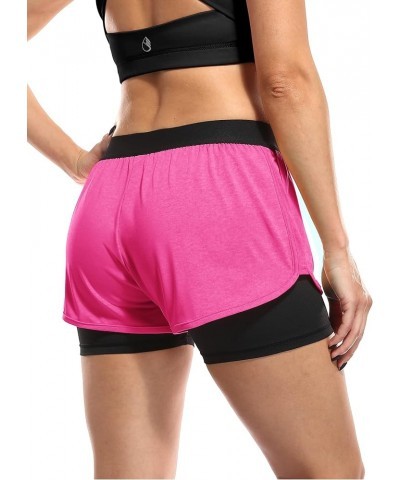 Running Yoga Shorts for Women - Activewear Workout Exercise Athletic Jogging Shorts 2-in-1 Black/Blossom Pink $12.74 Activewear