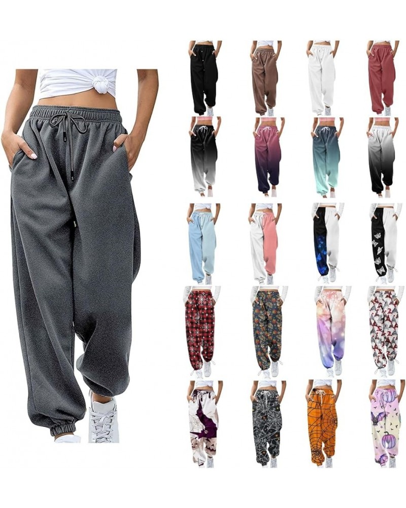 Sweatpants for Women Loose Fit Baggy High Waisted Fall Winter Cinch Bottom Joggers Pants with Pockets A Dark Gray 14 $5.09 Pants