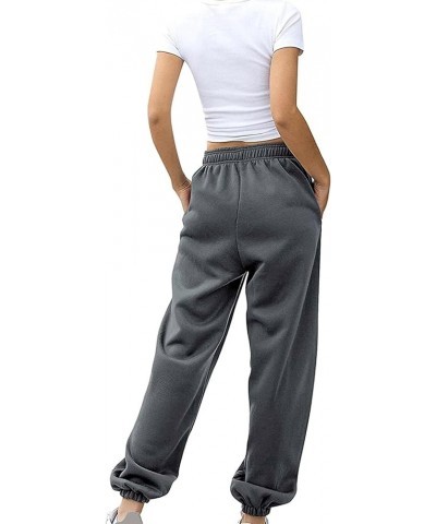 Sweatpants for Women Loose Fit Baggy High Waisted Fall Winter Cinch Bottom Joggers Pants with Pockets A Dark Gray 14 $5.09 Pants