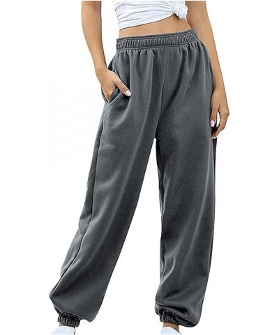 Sweatpants for Women Loose Fit Baggy High Waisted Fall Winter Cinch Bottom Joggers Pants with Pockets A Dark Gray 14 $5.09 Pants