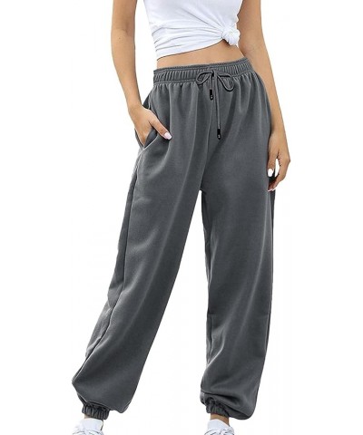 Sweatpants for Women Loose Fit Baggy High Waisted Fall Winter Cinch Bottom Joggers Pants with Pockets A Dark Gray 14 $5.09 Pants