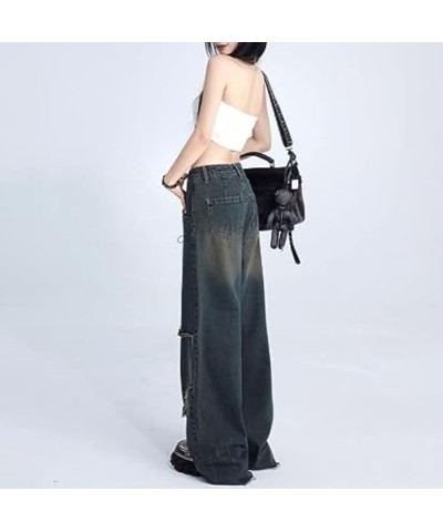 Y2K Baggy Jeans Star Patch Wide Leg Denim Pants Alt Emo 90s Grunge Aesthetic Streetwear Vintage Harajuku Y2K Clothing O $16.1...