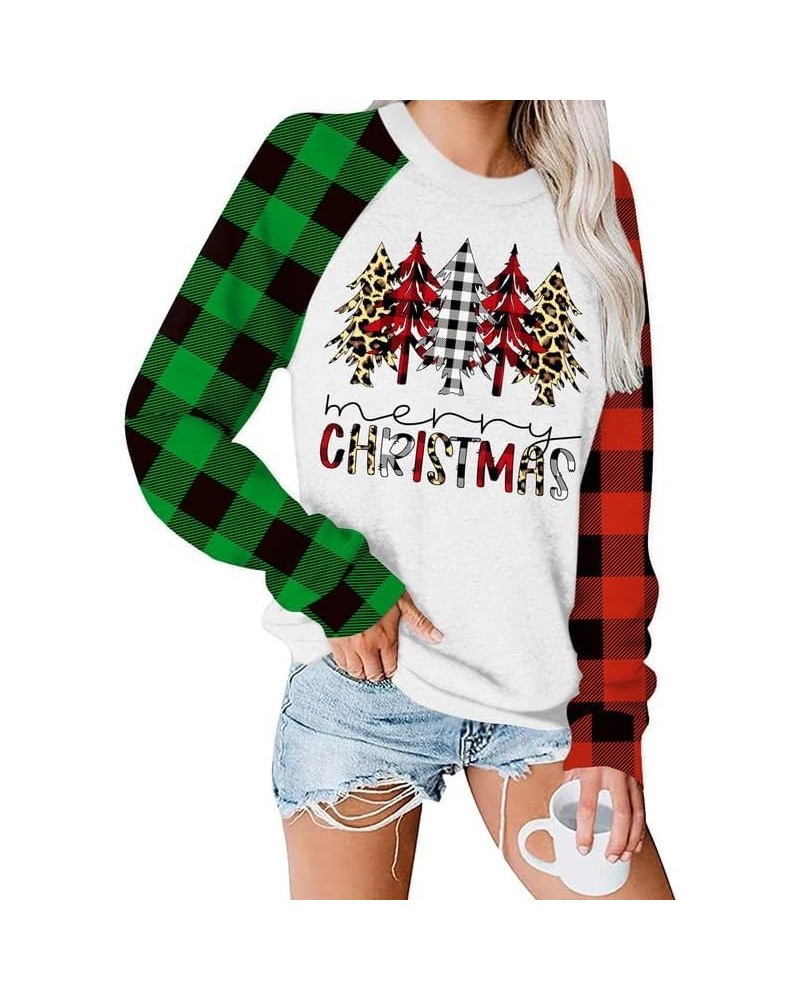 Christmas Women's Raglan Long Sleeve Snowflake Plaid Graphic Holiday Sweatshirt Christmas Tree $14.24 Hoodies & Sweatshirts