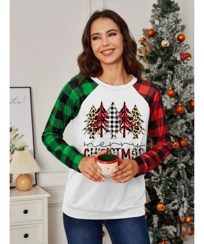 Christmas Women's Raglan Long Sleeve Snowflake Plaid Graphic Holiday Sweatshirt Christmas Tree $14.24 Hoodies & Sweatshirts