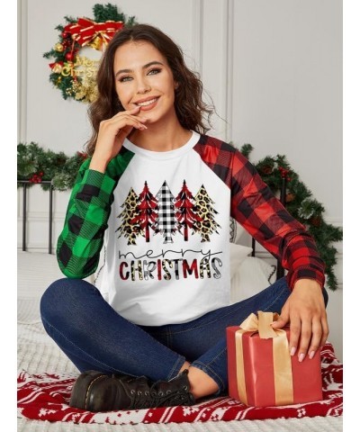 Christmas Women's Raglan Long Sleeve Snowflake Plaid Graphic Holiday Sweatshirt Christmas Tree $14.24 Hoodies & Sweatshirts