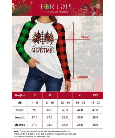 Christmas Women's Raglan Long Sleeve Snowflake Plaid Graphic Holiday Sweatshirt Christmas Tree $14.24 Hoodies & Sweatshirts