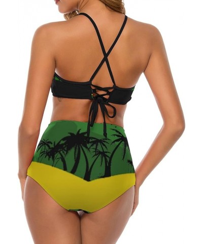 Bikini Sets Jamaica Flag Women's Swimwear Cute Bathing Suit Ruched High Cut Swimsuit Summer M Small Style-8 $22.67 Swimsuits