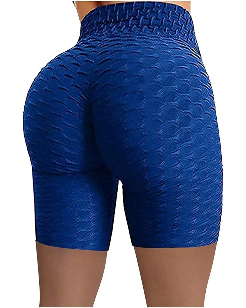 High Waisted Printed Leggings Pants High Women Wrinkled Biker Running Fitness Yoga Pants Plush Tights Stretch High C-blue $11...