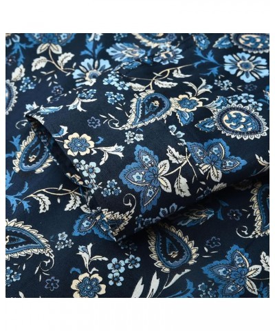 Women's Blouses Casual Long Sleeve Work Button Down Dress Hawaiian Shirts Tops Navy Blue Bohemian Flower Paisley $15.11 Blouses