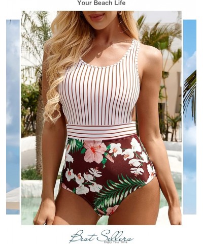 One Piece Swimsuits for Women High Waisted Bathing Suit Monokini Floral Print Cutout Racerback Zip Up… Stripe01 $10.13 Swimsuits