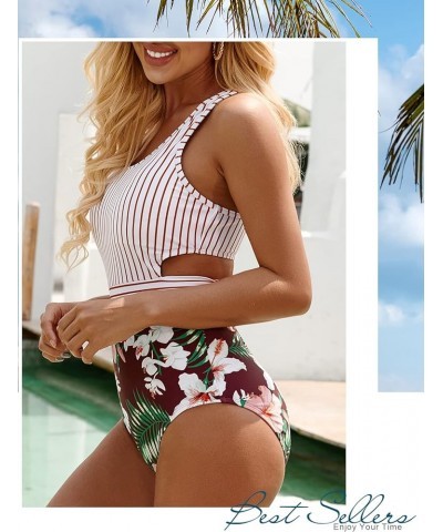 One Piece Swimsuits for Women High Waisted Bathing Suit Monokini Floral Print Cutout Racerback Zip Up… Stripe01 $10.13 Swimsuits