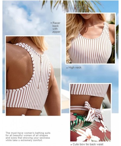 One Piece Swimsuits for Women High Waisted Bathing Suit Monokini Floral Print Cutout Racerback Zip Up… Stripe01 $10.13 Swimsuits