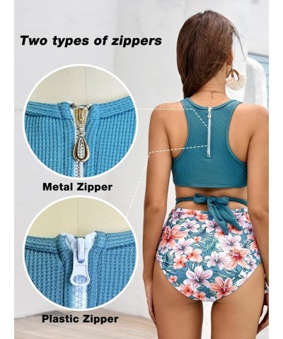 One Piece Swimsuits for Women High Waisted Bathing Suit Monokini Floral Print Cutout Racerback Zip Up… Stripe01 $10.13 Swimsuits