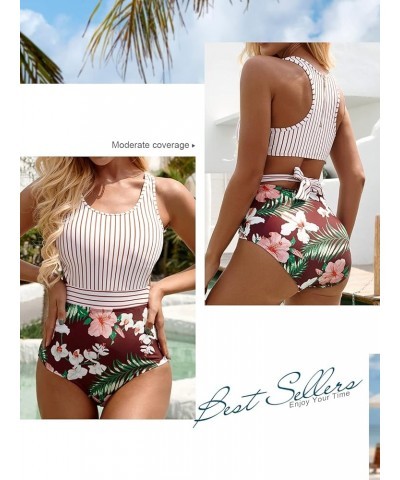 One Piece Swimsuits for Women High Waisted Bathing Suit Monokini Floral Print Cutout Racerback Zip Up… Stripe01 $10.13 Swimsuits