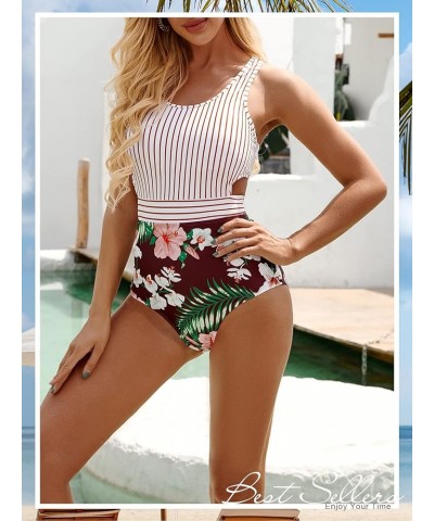 One Piece Swimsuits for Women High Waisted Bathing Suit Monokini Floral Print Cutout Racerback Zip Up… Stripe01 $10.13 Swimsuits