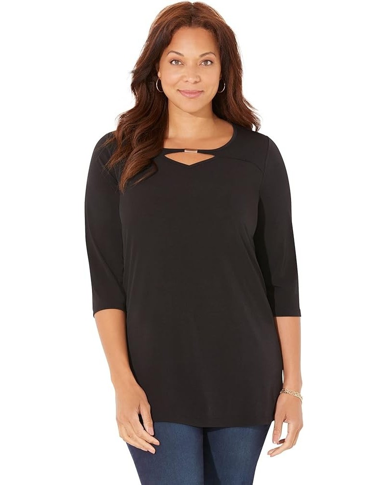 Women's Plus Size Seasonless Swing Tunic Black $17.00 Tops