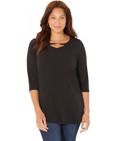 Women's Plus Size Seasonless Swing Tunic Black $17.00 Tops