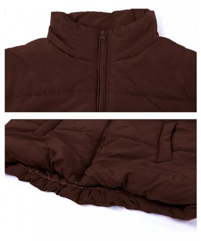 Women's Puffer Vest Stand Collar Zipper Sleeveless Jackets Winter Lightweight Vests Warm Padded Jacket Coat Brown $26.54 Vests