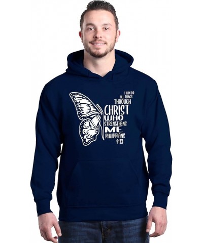 Philippians 4:13 Butterfly Verse I Can Do All Things Through Christ Hoodie Sweatshirts Navy $14.00 Activewear