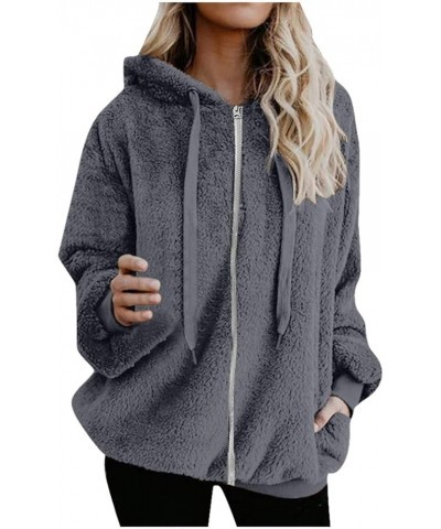 Winter College Full Sleeve Parka Women's Hoody Trendy Zip Fit Solid Stretch Hood Fuzzy Parkas for Women 05-gray $10.91 Jackets