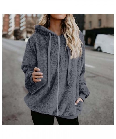 Winter College Full Sleeve Parka Women's Hoody Trendy Zip Fit Solid Stretch Hood Fuzzy Parkas for Women 05-gray $10.91 Jackets