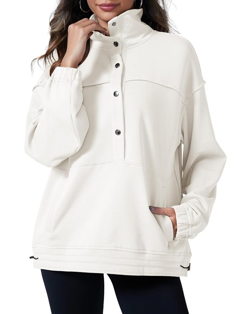 Women's Oversized Sweatshirts Casual Long Sleeve Pullover Tops Loose Fit Button Shirts with Pockets White $14.85 Hoodies & Sw...