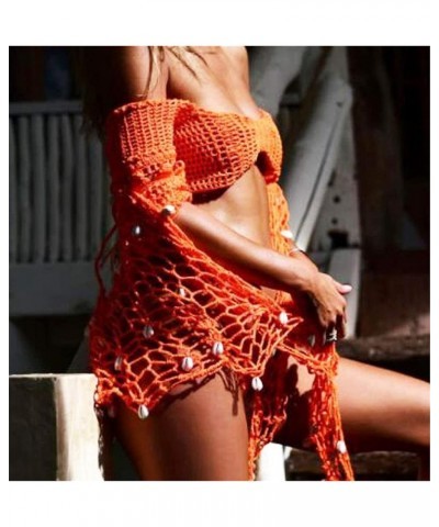 Swimwear Cover Up,Sexy Fashion Beach Hand Crochet Shawl Capelet Cover Up Sunscreen Net (SJJ6) Orange 1 $10.12 Swimsuits