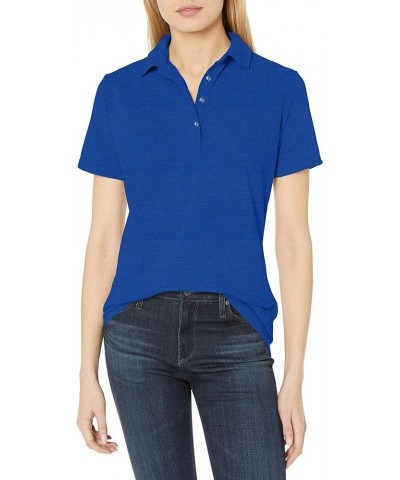 Short Sleeve Pique Shirt, Four-Button Midweight Polo for Women Deep Royal $8.72 Shirts