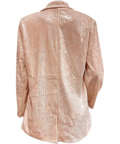 Women Evening Bling Sequin Jacket Open Front Work Blazer Long Sleeve Laple Cardigan Coat Champagne $24.37 Blazers