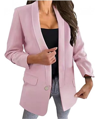 Women's Casual Blazers Dressy Trendy Work Office Blazer Jackets with Pockets Open Front Long Sleeve Cardigan Tops 01-pink $7....