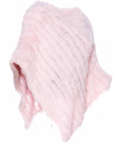 Knitted Genuine Rabbit Fur Poncho Pullover Pearl Pink $26.54 Sweaters