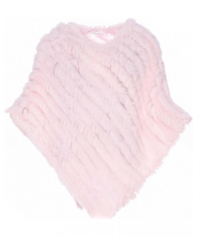 Knitted Genuine Rabbit Fur Poncho Pullover Pearl Pink $26.54 Sweaters